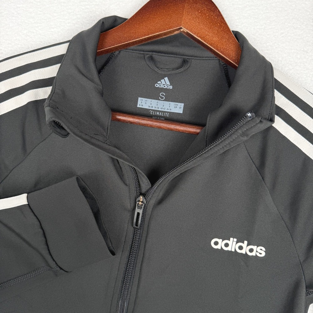 Adidas Designed 2 Move Track Jacket Womens S Climalite 3 Stripe Full Zip DY4170